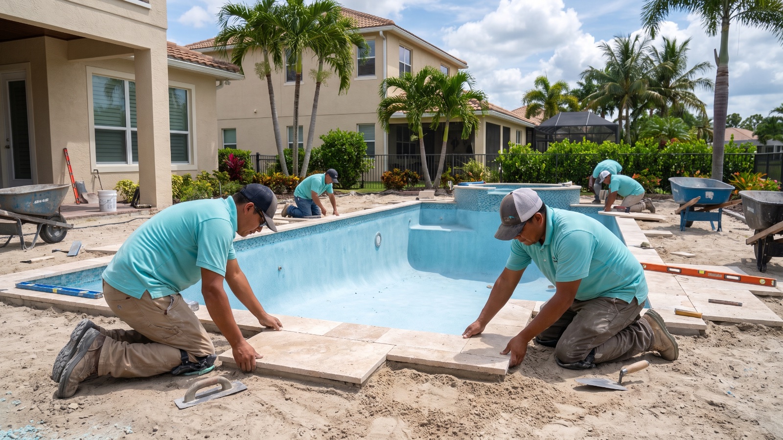 Pool deck being set on a Kingfisher build (placeholder for the superintendent's photo)